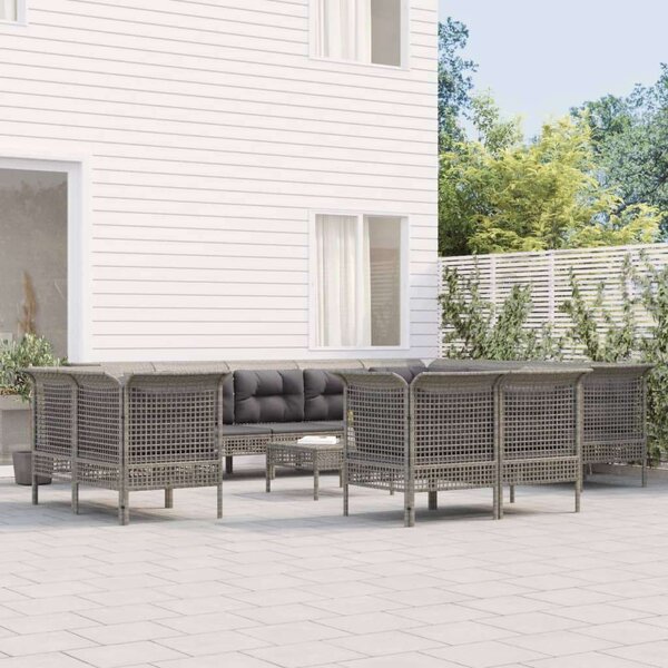VidaXL Polyrattan Kerti Ülőgarnitúra - 13 részes - Szürke
