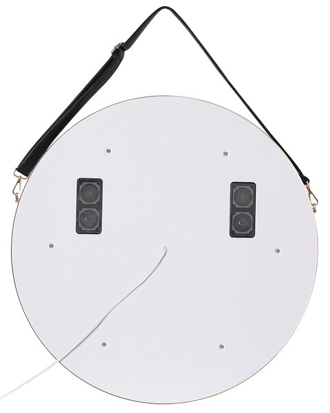 LED fürdőszobai tükör DAROIS 60 cm 60 cm Beépített Bluetooth Hangszóróval Arany