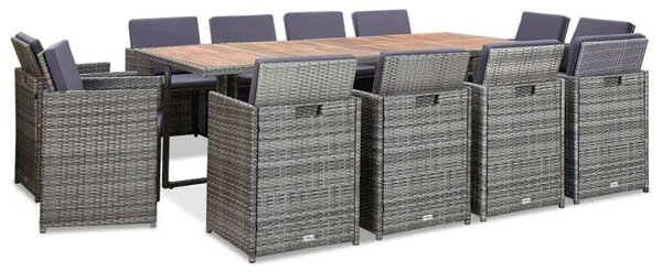 VidaXL Polyrattan Kerti Étkezőgarnitúra - 12 Személyes - Antracit Szürke