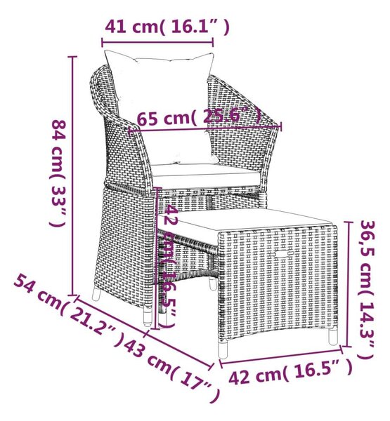 VidaXL 2 részes szürke polyrattan kerti ülőgarnitúra párnákkal