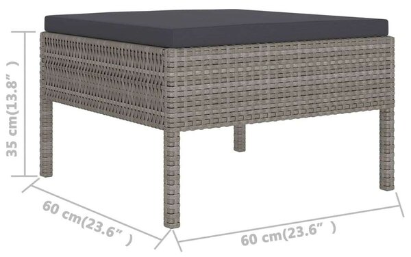 VidaXL 7 részes szürke polyrattan kerti ülőgarnitúra párnákkal