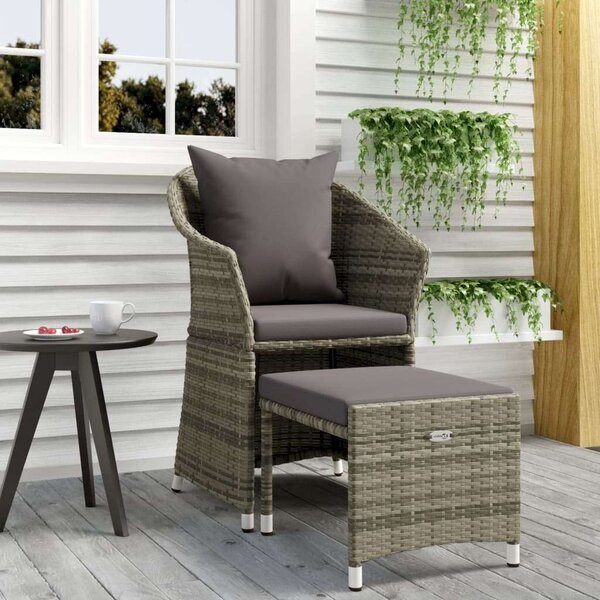 VidaXL 2 részes szürke polyrattan kerti ülőgarnitúra párnákkal