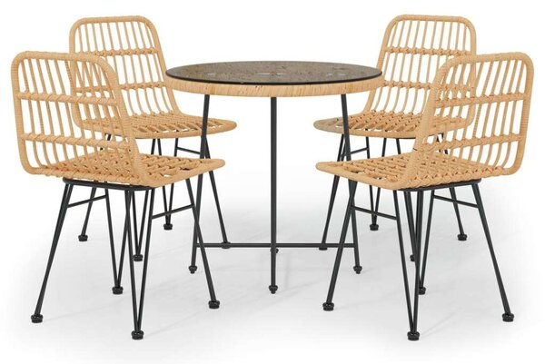 VidaXL Polyrattan Kerti Étkezőgarnitúra - 5 részes