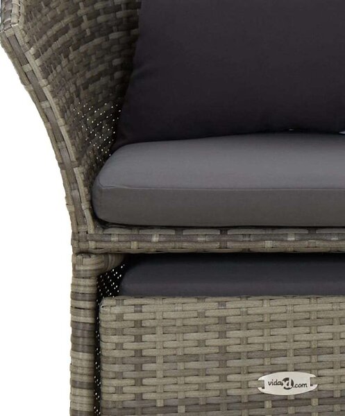 VidaXL 2 részes szürke polyrattan kerti ülőgarnitúra párnákkal