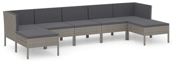 VidaXL 7 részes szürke polyrattan kerti ülőgarnitúra párnákkal