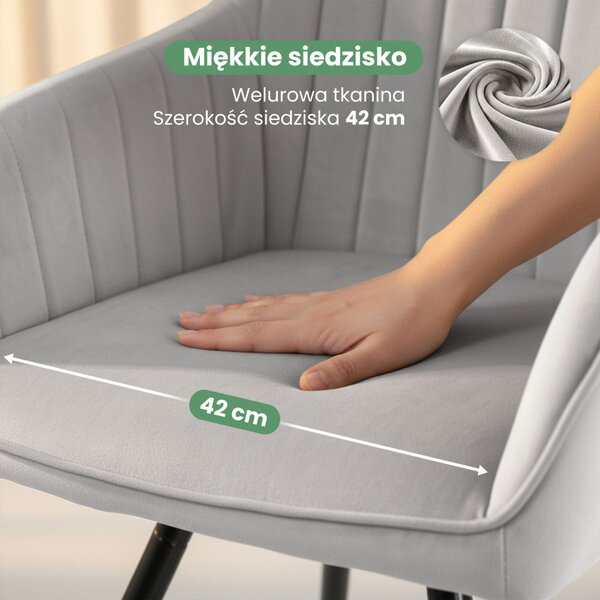 AKORD TURNO Forgó Szék Welur Szürke Fekete Lábakkal 2 db