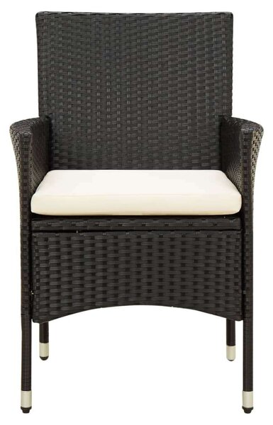 VidaXL Kültéri Étkezőszett - 9 részes - Fekete Polyrattan