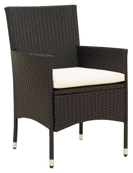 VidaXL Kültéri Étkezőszett - 9 részes - Fekete Polyrattan