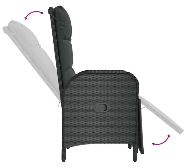 VidaXL 7 részes fekete polyrattan kerti étkezőgarnitúra párnával