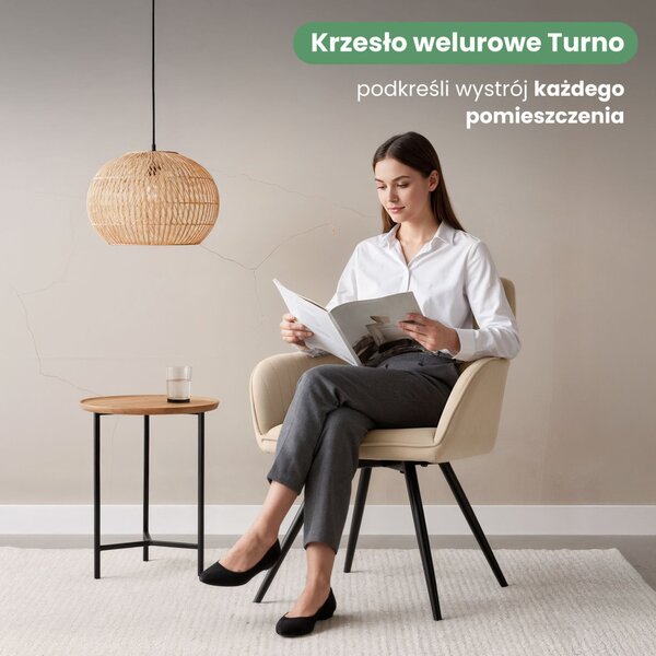 AKORD TURNO Forgó Szék Welur Bézs Fekete Lábakkal