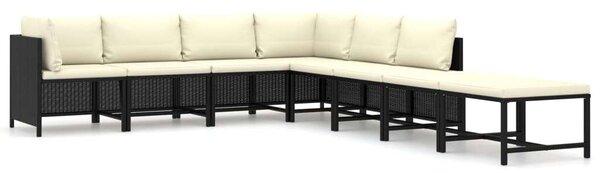 Polyrattan Kerti Bútorszett - 8 részes - Fekete