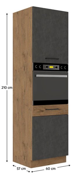 Dagas szekrény, tölgy lancelot/szürke matt, VEGA 60 DP-210 2F