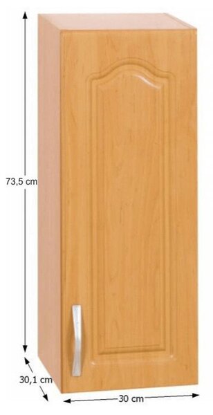 Konyhaszekrény, felső, jobb, égerfa LORA MDF NEW KLASIK W30 / 735