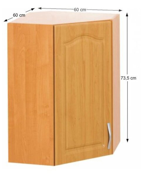 Sarok konyhaszekrény, felső, éger, balos, LORA MDF NEW KLASIK W60/60
