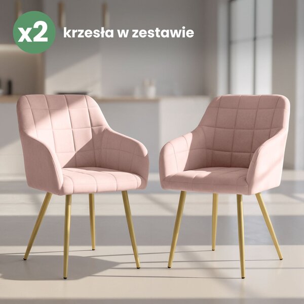 AKORD LUXANO Kárpitozott Szék Welúr Púder Rózsaszín Arany Lábakkal