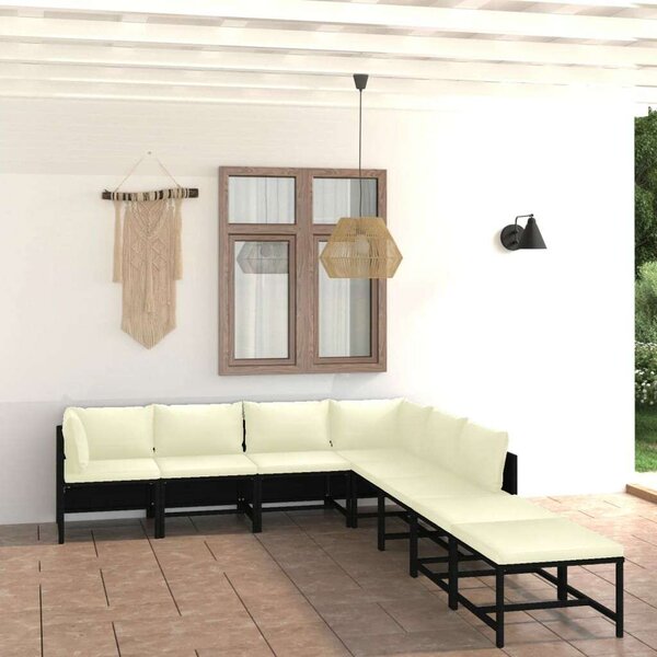 Polyrattan Kerti Bútorszett - 8 részes - Fekete