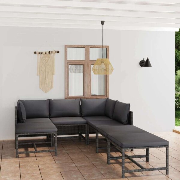 VidaXL Polyrattan Kerti Ülőgarnitúra - 7 részes, Szürke