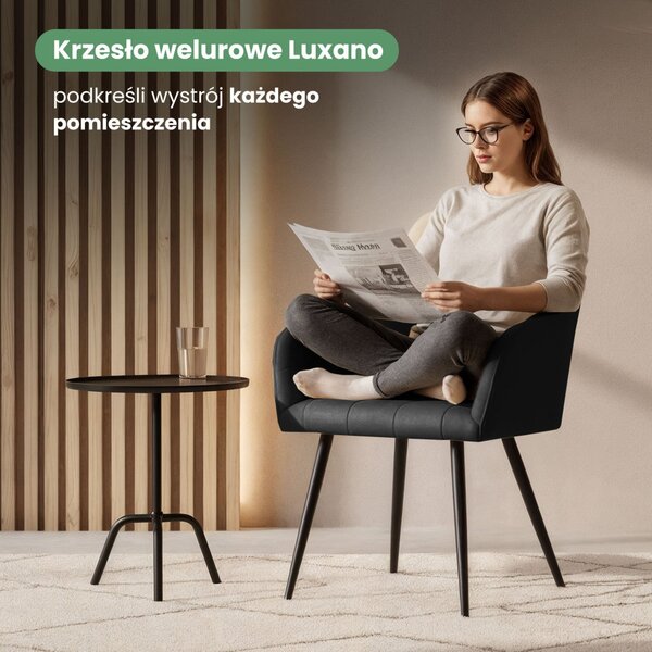 AKORD LUXANO Kárpitozott Szék Welúr Fekete Négyzetes Steppelés