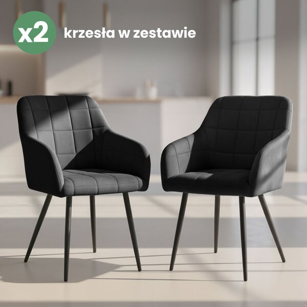 AKORD LUXANO Kárpitozott Szék Welúr Fekete Négyzetes Steppelés