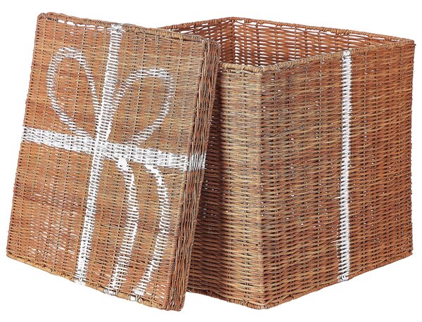 Kosár háromdarabos szettben Karácsonyi ajándékok CADEAU Rattan Természetes