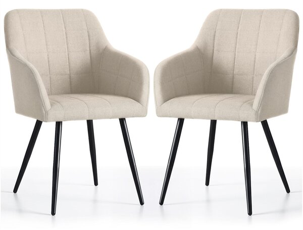 AKORD Furniture Factory LUXANO kárpitozott szék Lumos anyag bézs fekete lábak négyzetes steppelés