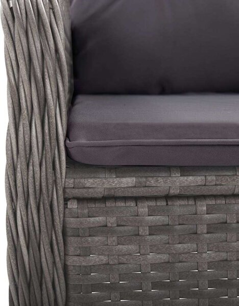 3 részes szürke polyrattan és akácfa kerti bisztrószett