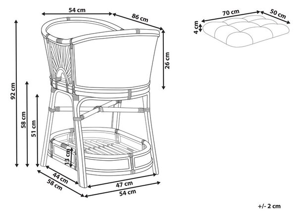 Bölcső Rattan LAGRASSE 50 x 70 cm Természetes