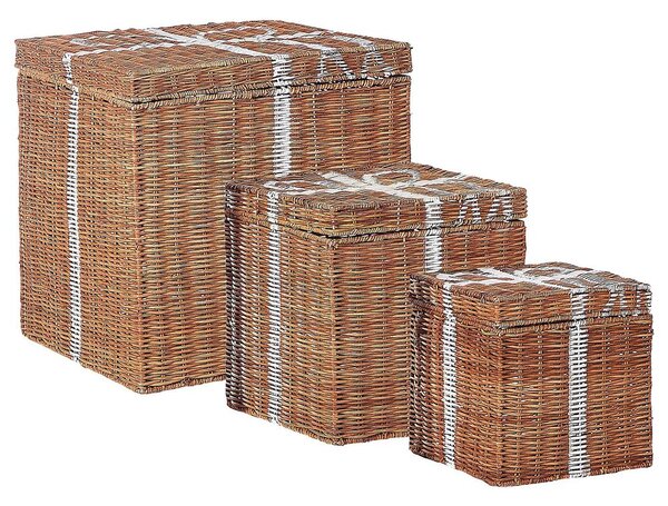 Kosár háromdarabos szettben Karácsonyi ajándékok CADEAU Rattan Természetes