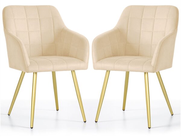 AKORD Furniture Factory LUXANO kárpitozott szék welúr bézs arany lábakkal