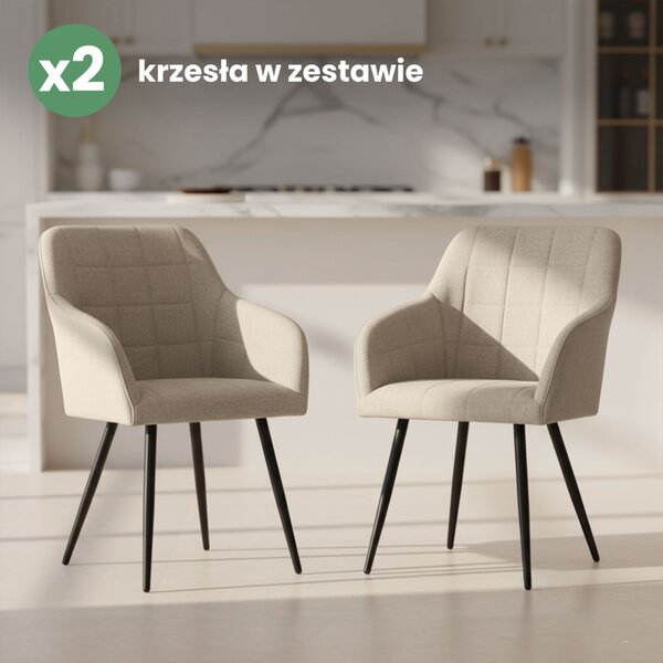 AKORD Furniture Factory LUXANO kárpitozott szék Lumos anyag bézs fekete lábak négyzetes steppelés