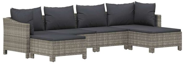 VidaXL 6 részes szürke polyrattan kerti ülőgarnitúra párnákkal