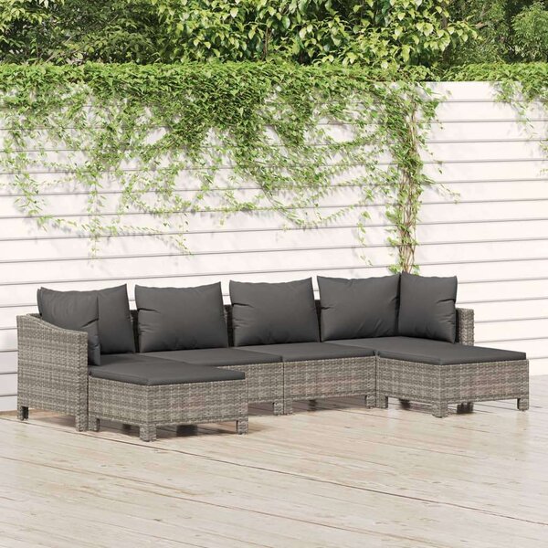 VidaXL 6 részes szürke polyrattan kerti ülőgarnitúra párnákkal