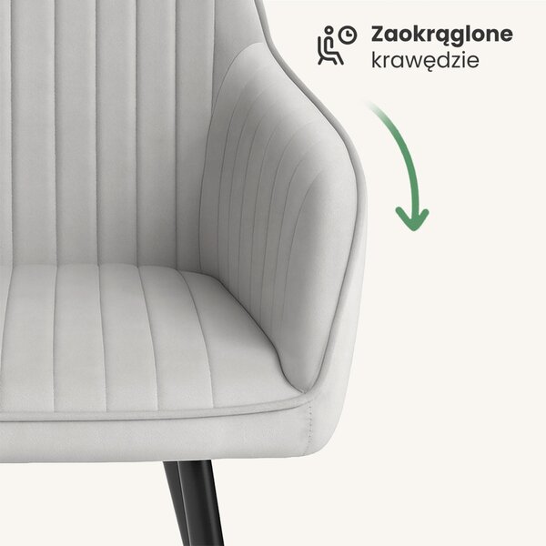 AKORD Florence Kárpitozott Étkezőszék Welúr Szürke Fekete Lábakkal 6 db