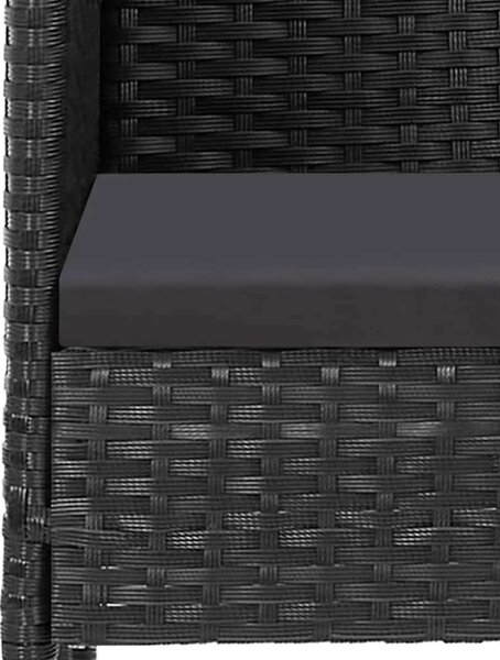 VidaXL 5 részes fekete polyrattan kerti étkezőgarnitúra párnákkal