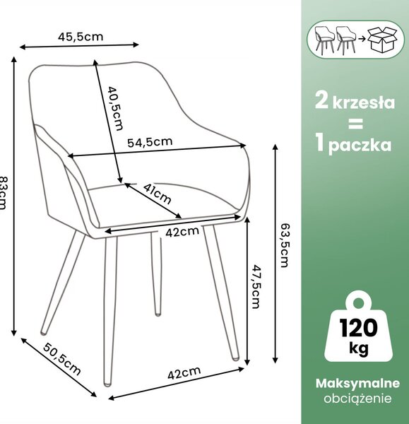 AKORD Estelle Kárpitozott Szék Welúr Bézs Arany Lábakkal 2 db