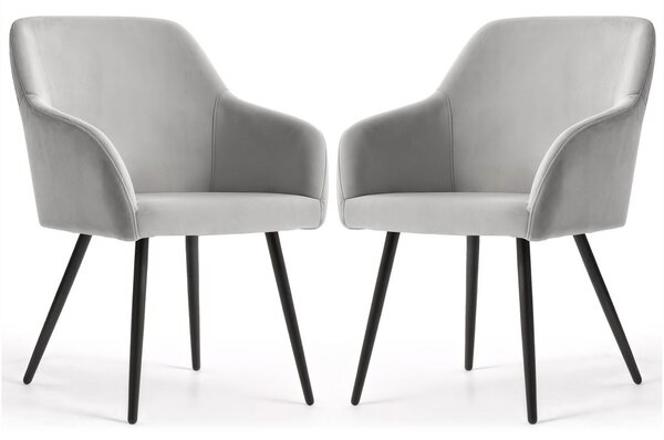 AKORD Furniture Factory ESTELLE kárpitozott szék welúr szürke fekete lábakkal 2 db