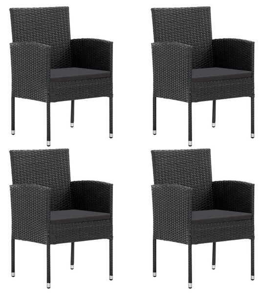 VidaXL 5 részes fekete polyrattan kerti étkezőgarnitúra párnákkal