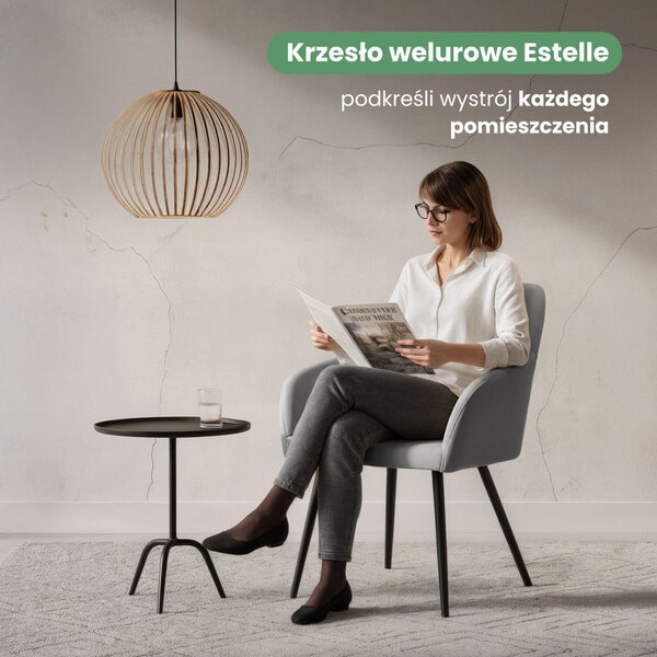AKORD ESTELLE kárpitozott szék welur szürke fekete lábakkal 4 db-os szett