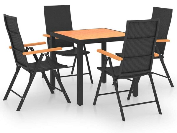 Kerti Étkezőgarnitúra - 5 részes - Fekete-Barna