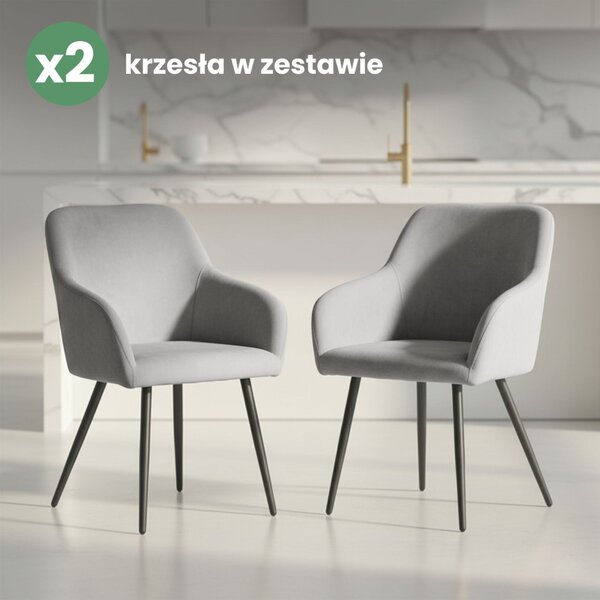 AKORD Furniture Factory ESTELLE kárpitozott szék welúr szürke fekete lábakkal 2 db