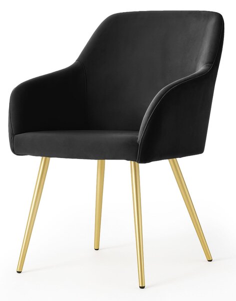 AKORD Furniture Factory ESTELLE Étkezőszék Welúr Fekete Arany Lábakkal 6 db