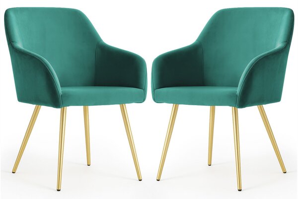AKORD Furniture Factory ESTELLE kárpitozott szék welúr palackzöld arany lábakkal