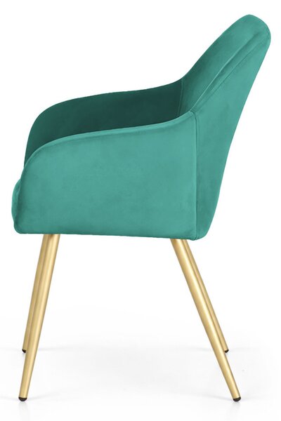 AKORD Furniture Factory ESTELLE kárpitozott szék welúr palackzöld arany lábakkal