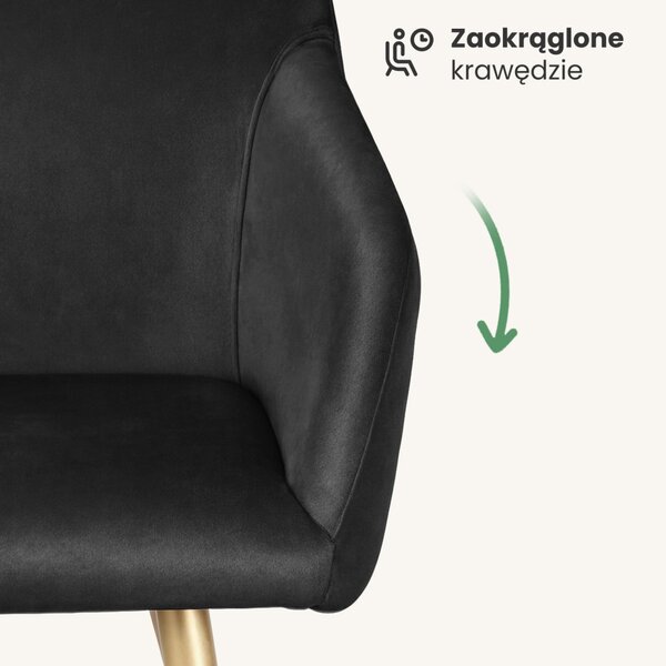 AKORD Furniture Factory ESTELLE Étkezőszék Welúr Fekete Arany Lábakkal 6 db