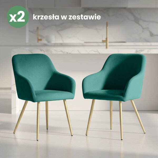 AKORD Furniture Factory ESTELLE kárpitozott szék welúr palackzöld arany lábakkal