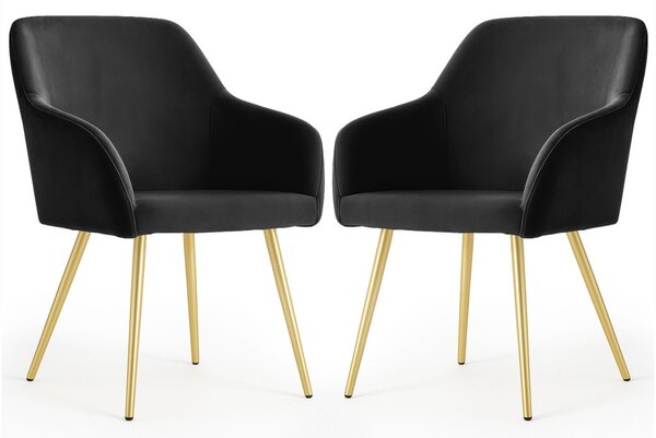 AKORD Furniture Factory ESTELLE Étkezőszék Welúr Fekete Arany Lábakkal 2 db