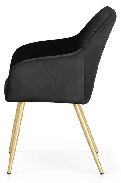 AKORD Furniture Factory ESTELLE Étkezőszék Welúr Fekete Arany Lábakkal 6 db