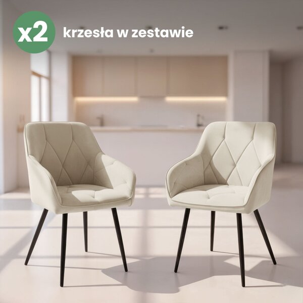 AKORD Furniture Factory DIAMANTE Kárpitozott Szék Velúr Krém Fekete Lábakkal
