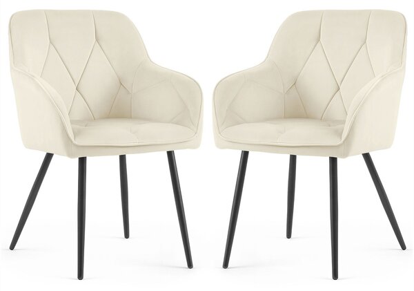 AKORD Furniture Factory DIAMANTE Kárpitozott Szék Velúr Krém Fekete Lábakkal