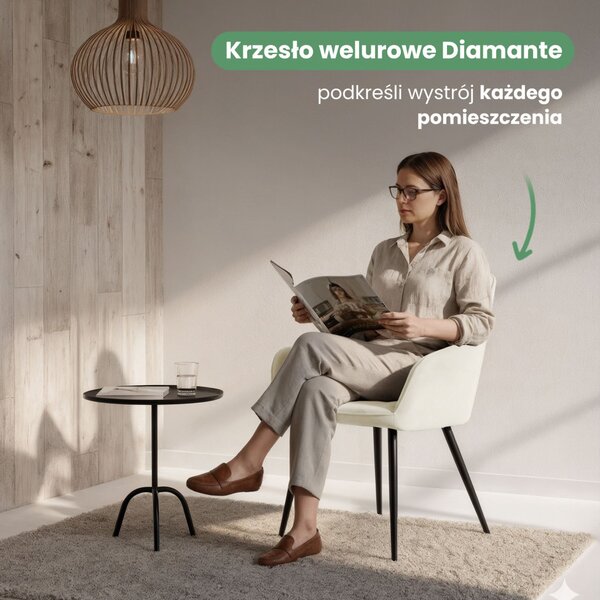 AKORD Diamante kárpitozott szék welur krém fekete lábakkal